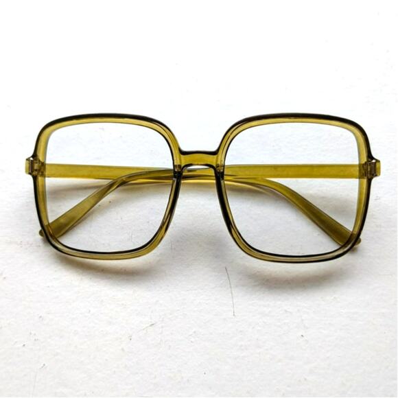 Free People Accessories - Retro Green Square Sunglasses 70s Festival Sunnies Grunge Minimalist Y2K Shades